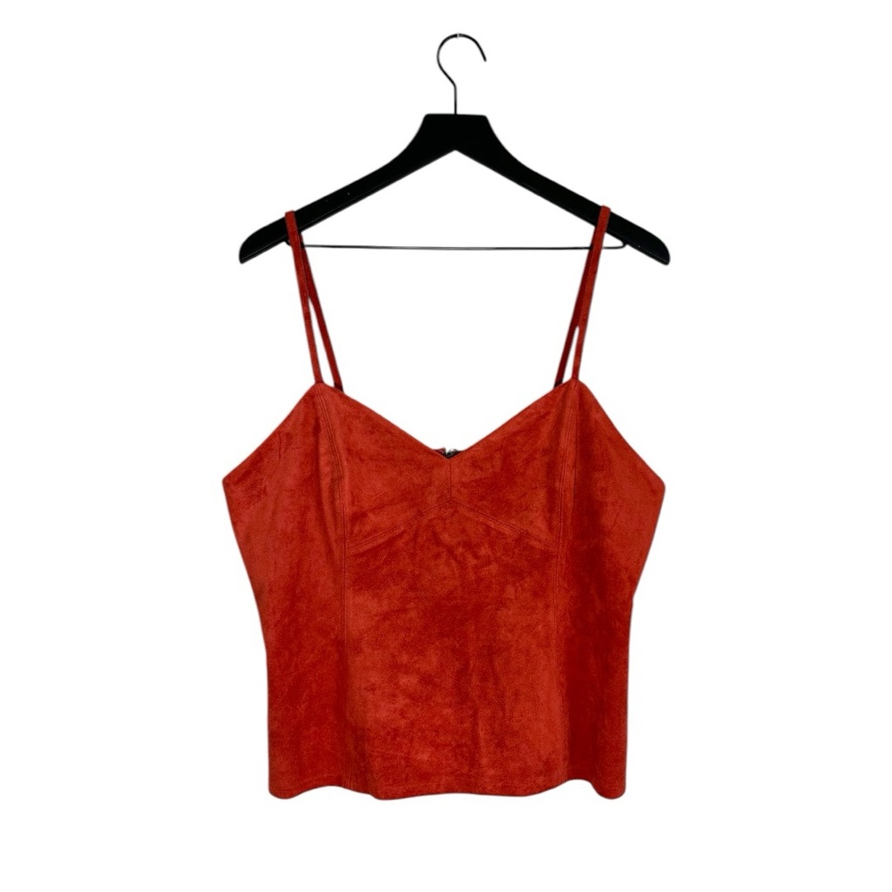 BCBGMAXAZRIA Dark Orange Faux Suede Top